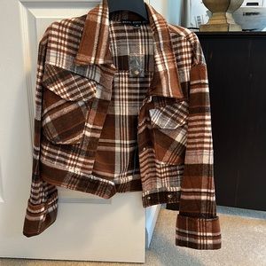 Cropped flannel jacket
